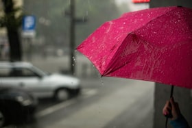 雨の日に傘をさして歩く人